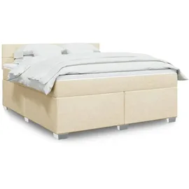 vidaXL Boxspringbett mit Matratze Creme 180x200 cm Stoff - Creme