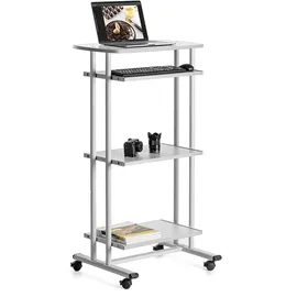 Rocada Computertisch Rollen, 3 Ablagefächer 68x126x49cm, hellsilber