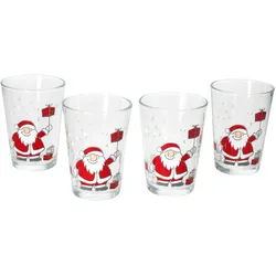 4er Set SANTA FAMILY WINTER Weihnachtsgläser mit Weihnachtsmann & Geschenken – 817331