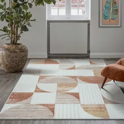 Kurzflorteppich TaraCarpet Empire Retromuster absolut Modern fürs Wohnzimmer Schlafzimmer terra 160x230 cm