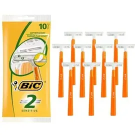 BIC Nassrasierer 2 Sensitive, Einwegrasierer, für Herren, 2-fach Klinge, 10 Stk