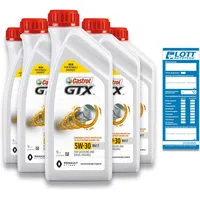 5x 1 Liter Castrol Motorenöl GTX 5W-30 RN Motorenoel Motoröl Ö Oil 5 L 15CC2F