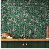 William Morris At Home Bird & Pomegranate Vliestapete 75 cm x 1000 cm 1 St Grün