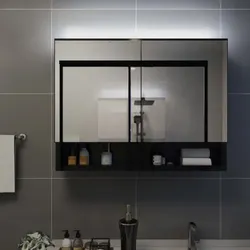 LED-Bad-Spiegelschrank MDF| vidaXL : Farbe - Schwarz