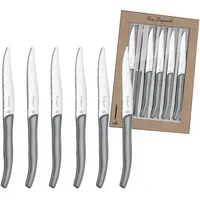 Lou Laguiole SKY Steakmesser-Set, Edelstahl, rostfrei, Klingenlänge 23,2 cm, 6-teilig, grau