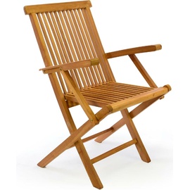 VCM Gartenstuhl mit Armlehne Stuhl Teak Holz klappbar massiv behandelt