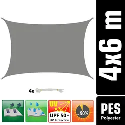 AMANKA UV Sonnensegel Wasserdicht 6x4 - Rechteckig - Sonnenschutz Segel Garten Terrasse