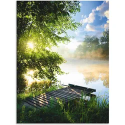 Wandbild ARTLAND "Angelsteg am Morgen", grün (farbe bild(er): grün), B:60cm H:80cm, Bilder, als Alubild, Outdoorbild, Leinwandbild, Poster, Wandaufkleber