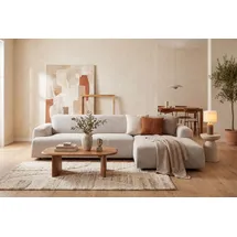 Home Affaire Ecksofa HOME AFFAIRE "Linkka, Breite 301 cm", beige (natural), B:301cm H:75cm T:163cm, 90% PES, 10% Nylon, Sofas, Ecksofa, L-Form, in einem weichen Chenille-Stoff, mit Wellenunterfederung