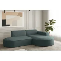 Fun Möbel Ecksofa Palma Xs in Stoff Opera Velvet Opalgrün Ottomane Rechts