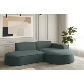 Fun Möbel Ecksofa Palma Xs in Stoff Opera Velvet Opalgrün Ottomane Rechts