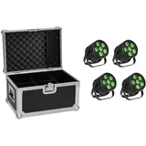 Eurolite Set 4x LED Silent PAR 6 QCL Floor sw + Case
