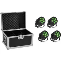 Eurolite Set 4x LED Silent PAR 6 QCL Floor sw + Case