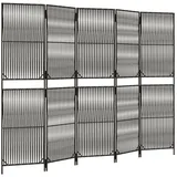 vidaXL Paravent 5-tlg. Grau Poly Rattan