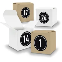 Adventskalender zum Füllen 24x Würfel WEISS BRAUN 650mm u Stickerbogen V06 Z08
