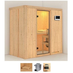 Karibu Sauna Vada, BxTxH: 196 x 118 x 198 cm, 68 mm, (Set) 9 KW-Ofen mit externer Steuerung beige