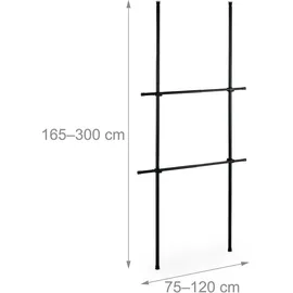 Relaxdays Garderobensystem Teleskop 165–300 x 75–120 x 11 cm Schwarz
