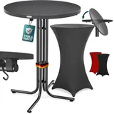 CASARIA Casaria® Stehtisch mit Husse 70cm Klappbar Grau Rund Holz Metall Pulverbeschichtet Wetterfest Hoch Set Hochzeit Bistrotisch Bartisch Garten Partytisch