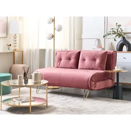 Beliani Schlafsofa Stoff 2-Sitzer Rosa