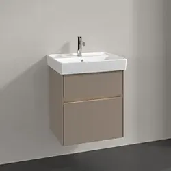 Villeroy und Boch Collaro Waschtischunterschrank C007B0VM 51x54,6x41,4cm, Waschbecken mittig, LED-Beleuchtung, taupe