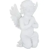 Relaxdays Grabengel, betend, anmutig, wetterfest, frostsicher, Grabschmuck, Schutzengel, Kunststein, weiß