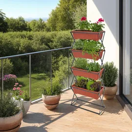 Tectake Vertikalbeet, mit 4 Kästen 52x21x127cm - braun