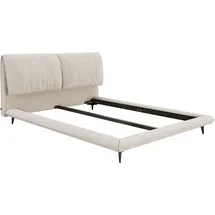 DeLife Polsterbettgestell Cusino 140x200 cm Bouclé Creme-Weiß - Weiß/Creme