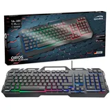 Speedlink ORIOS Gaming-Tastatur - mit RGB-Beleuchtung, 5 Beleuchtungsmodi, praktische Smartphone-Halterung, schwarz