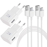 2er Pack Ladeadapter mit Schnellladefunktion (USB Typ-C) Schnellladegerät mit Original Ladekabel 1,5m Für Samsung Galaxy S10/S9/S8/S10e/S10+/S8+/S9+/Note 8 9 10/S22/S21/S21+/S21 Ultra/S20/Z Flip3