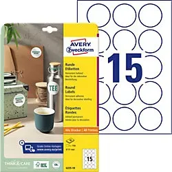 Avery Markierungspunkte 6225-10 Haftend Weiß 51 mm 10 Blatt à 15 Etiketten