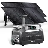 IEE 3200W Solargenerator P3200 mit 2x400W Solarpanel, 2048Wh Tragbare Powerstation, LiFePO4 Akku, 0–80% in 45 Min.Laden, APP, 16 Anschlüsse, Portable Power Station für Camping/Wohnmobile/Notstrom