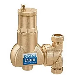 Caleffi Discal Mikroblasenabscheider 551703 Ø 28mm Klemmverschraubung, Messing-Gehäuse, für horizontale und vertikale Rohrleitungen