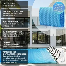MuCoLa Poolabdeckung Aufrollvorrichtung 1-6M Fahrbar Solarfolie Aufroller Stange Abdeckplane Plane Poolplane Winterabdeckung