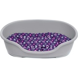 adena Hundekorb 81 x 54 cm warmgrau + Kissen Herzen lila