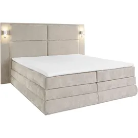 Collection AB Boxspringbett COLLECTION AB "Copenhagen", grau (silbergrau), B:231cm L:215cm, Holzwerkstoff, Spanplatte, Komplettbetten, Boxspringbett, inklusive Bettkasten, Topper, wahlweise mit LED-Beleuchtung, Topseller