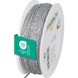 Halbach Seidenbänder Premium Kordel Silber | Breite: 2mm Länge: 50m | Kordel 2mm für Dekorationen | Silberschnur für DIY Handwerk und Geschenkverpackungen, Farbe: Silber