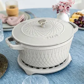 Staub Cocotte Twister Schmortopf rund, 20cm weißer Trüffel