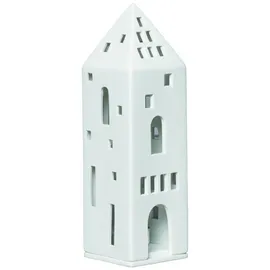 räder Windlicht Turm Porzellan Weiß