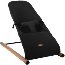 Childhome CWRSMB Babyschaukel Bezug waschbar Schaukelstuhl Säugling gepolsterter Gurt, Jersey schwarz Holz Stahl, max. 9kg Bxlxh 46x74x56 cm