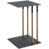 Yamazaki Beistelltisch, Schwarz, Metall, Echtholz, U-Form,L-Form, 35x55x35 cm, Wohnzimmer, Wohnzimmertische, Beistelltische