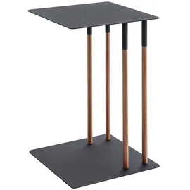 Yamazaki Beistelltisch, Schwarz, Metall, Echtholz, U-Form,L-Form, 35x55x35 cm, Wohnzimmer, Wohnzimmertische, Beistelltische