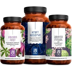 Abendruhe Paket: Felsenfest, Kraftreserve & Abendritual - Naturtreu® 274,8 g