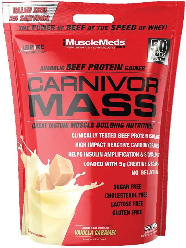 MuscleMeds Carnivor(TM) Mass 100% Beef Protein Mass Gainer (4800 g, Vanille Karamell)