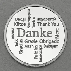 Silbermedaille 1oz Danke - Word-Cloud Gravurmedaille