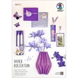 Buntpapierfabrik Ludwig Bähr Ursus 7880099 - Papierkollektion „Lila“, mit 18 Blatt Bastelpapier in Lilatönen, dieses ist teilweise veredelt und inklusive 3D Sticker