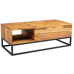 WOHNLING Couchtisch Massivholz sheesham 110,0 x 50,0 x 40,0 cm