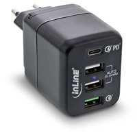 InLine USB Netzteil, 4-port Ladegerät, USB-C PD+QC4 / QC3, 45W, schwarz