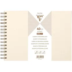 Clairefontaine 3x Album DIY zum Personalisieren, 40 Blatt weiß 200g im Format 27x20 cm, fester Umschlag perlmuttelfenbein - Elfenbeinperlmutt 95434C