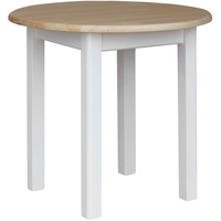 Weißer Runder Tisch aus massivem Kiefernholz mit mit lackierter Tischplatte 90 cm