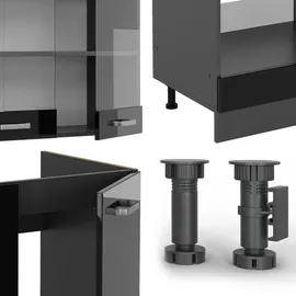 Vicco Winkelküche R-Line L-Form 287 cm Schwarz Hochglanz